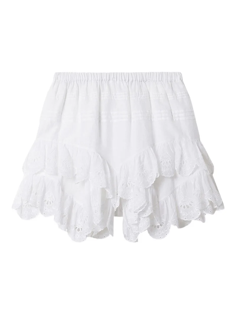 Pantaloni scurti Marant Etoile Jocadia ruffled alb