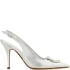 Pantofi Ferragamo 90mm Gancini Slingback argintiu