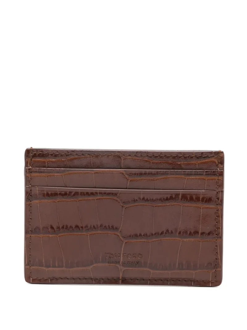 Portcard TOM FORD Crocodile-Embossed maro