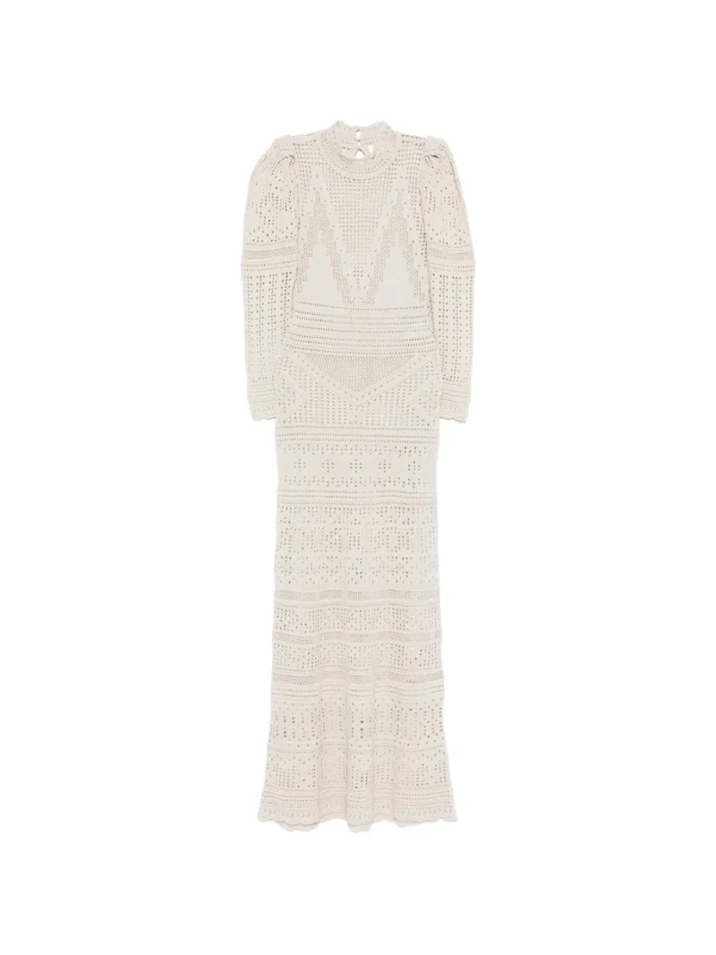 Rochie maxi Isabel Marant Dione Long-Sleeve Knitted ecru