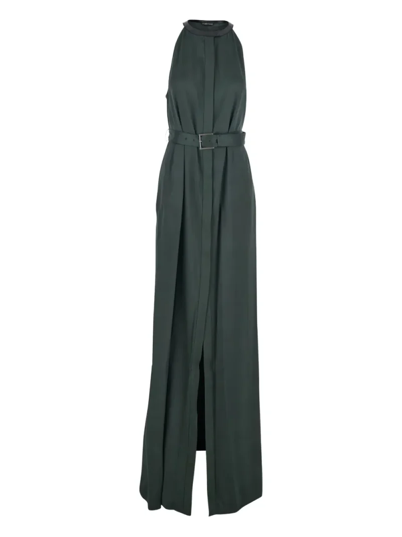 Rochie maxi TOM FORD Belted Halterneck verde