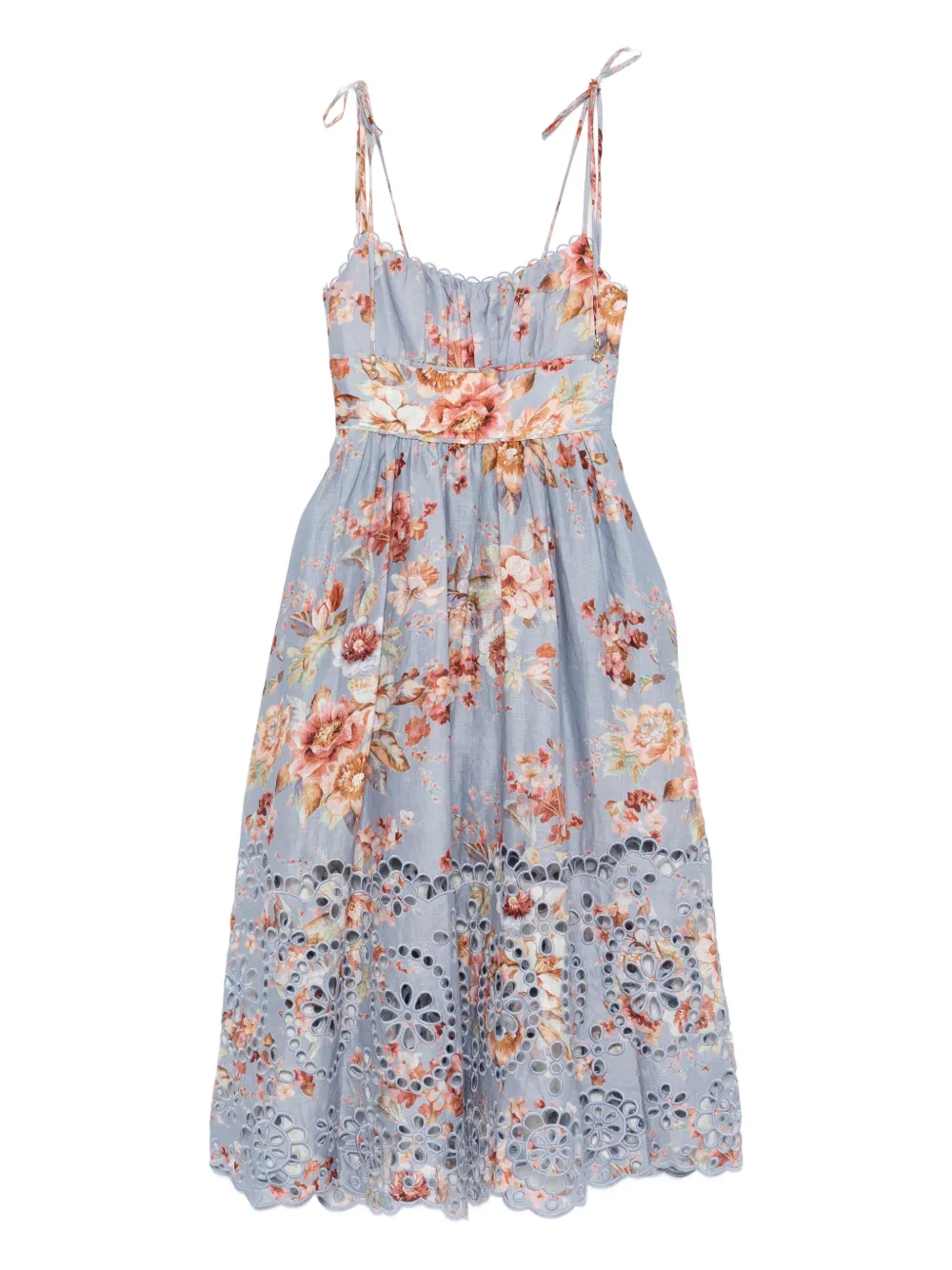 Rochie midi ZIMMERMANN Awaken Picnic Floral-Print albastru