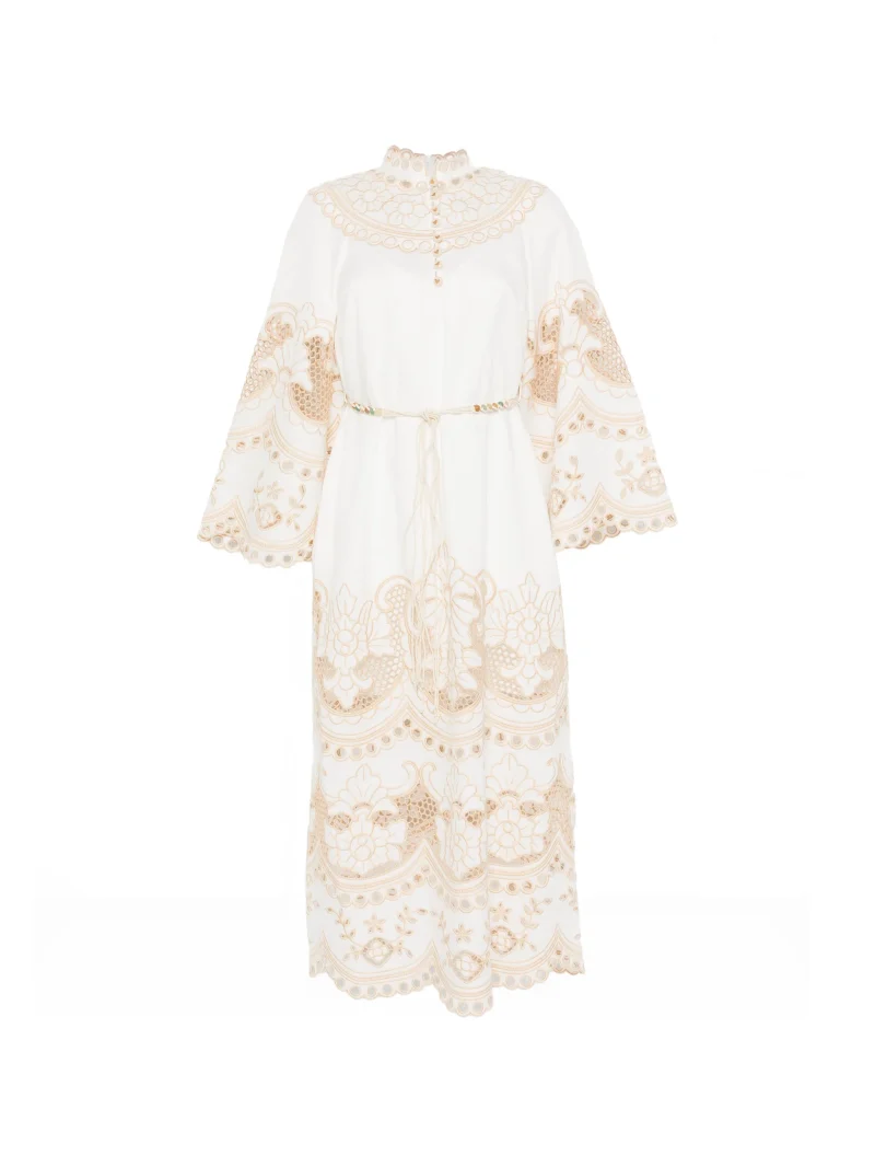 Rochie midi Zimmermann Embroidered bej
