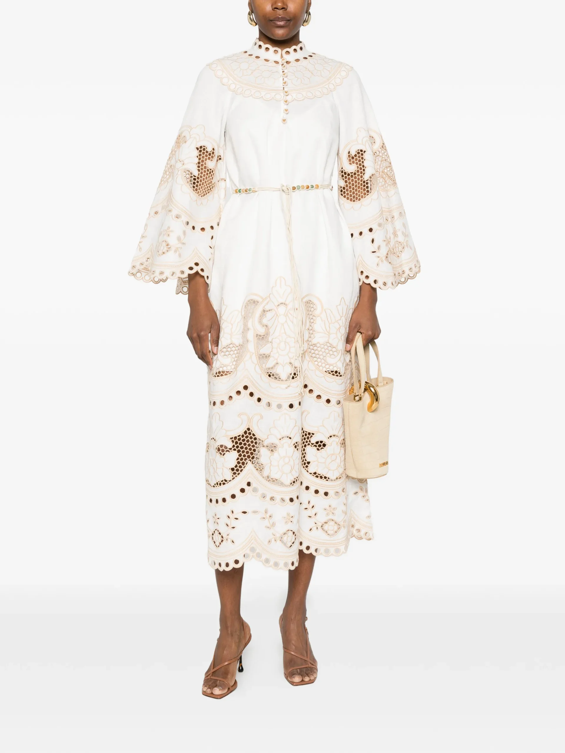 Rochie midi Zimmermann Embroidered bej - imagine 4