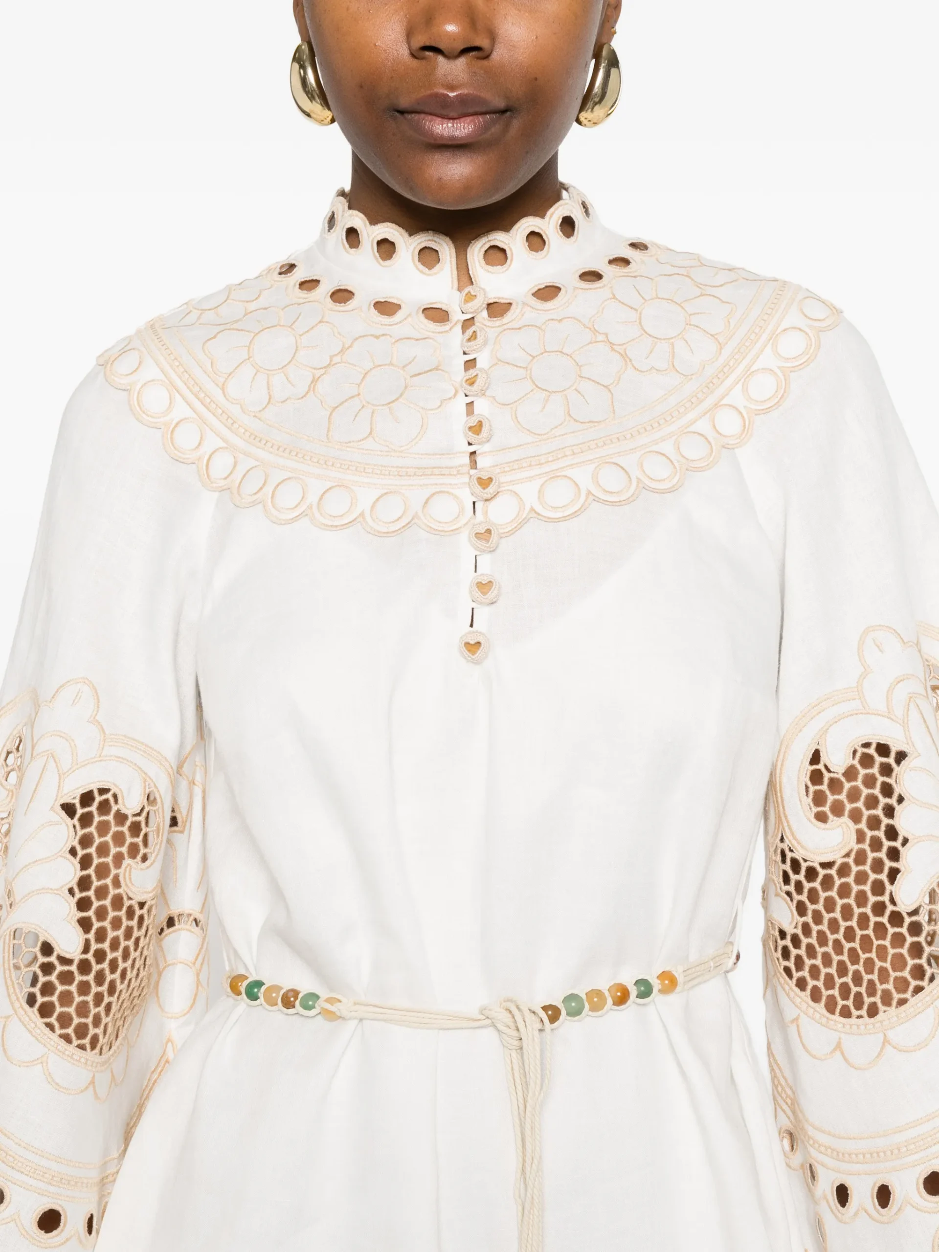 Rochie midi Zimmermann Embroidered bej - imagine 5