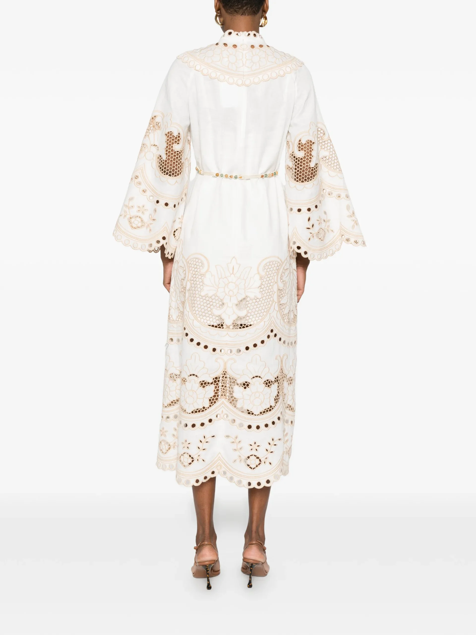 Rochie midi Zimmermann Embroidered bej - imagine 2
