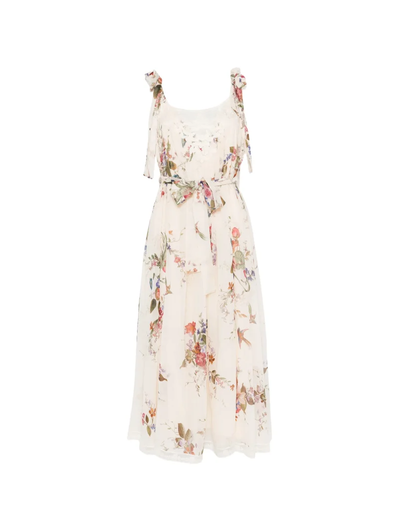 Rochie midi Zimmermann Floral-Print bej