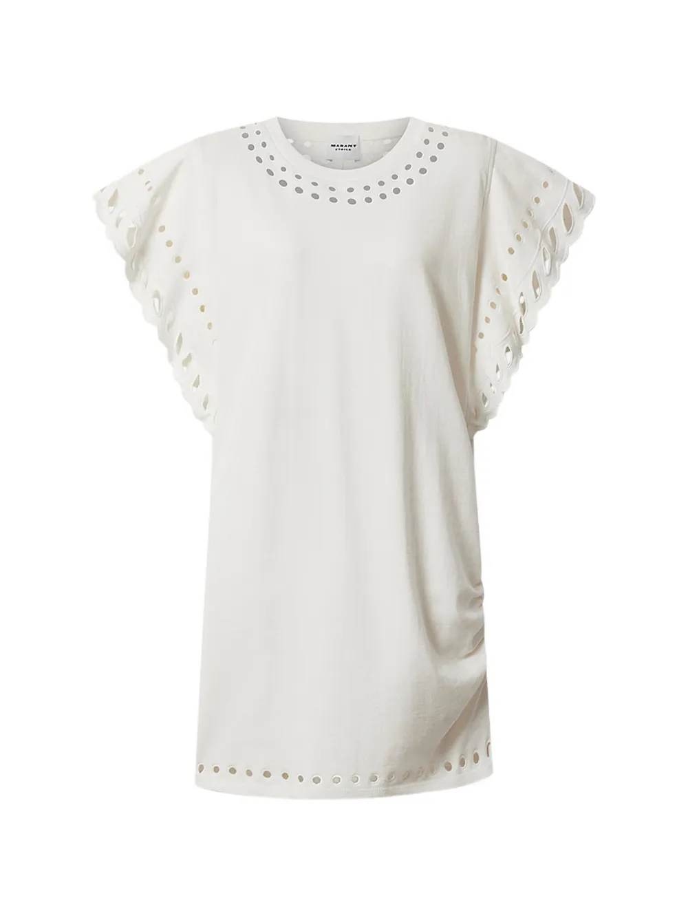 Rochie mini Marant Etoile Orlane eyelet sleeve gri