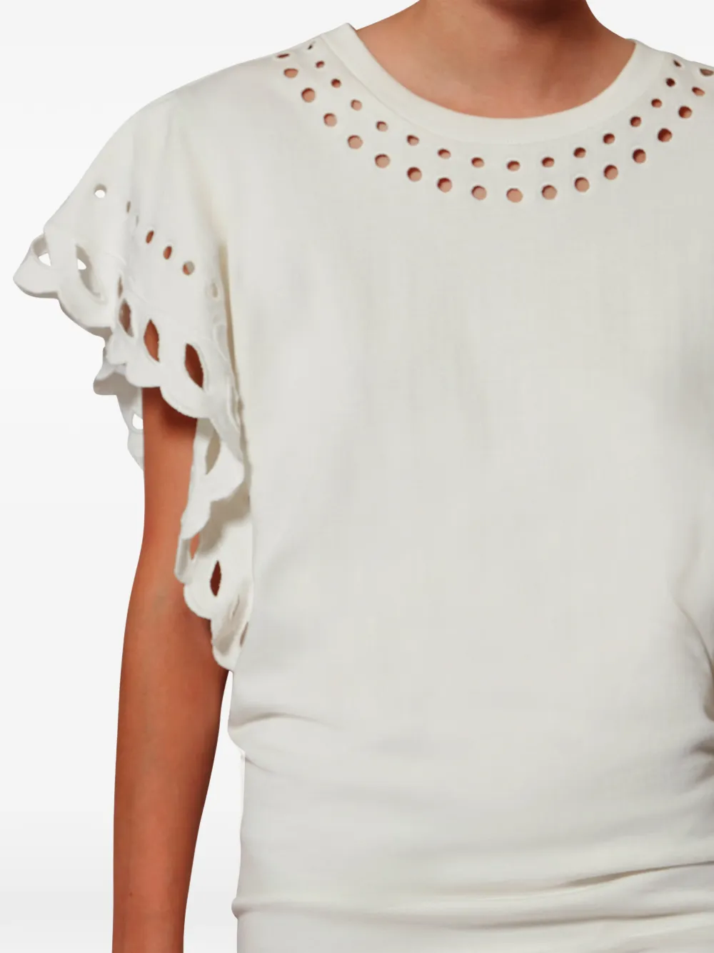 Rochie mini Marant Etoile Orlane eyelet sleeve gri - imagine 3