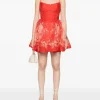 Rochie ZIMMERMANN mini Rebellion Lace-up Floral rosu