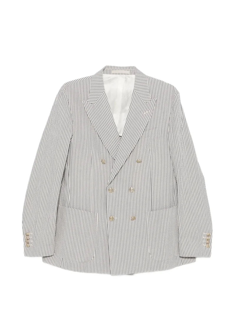 Sacou Eleventy Striped Double-Breasted alb