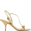 Sandale Ferragamo 70mm Crystal-Embellished auriu
