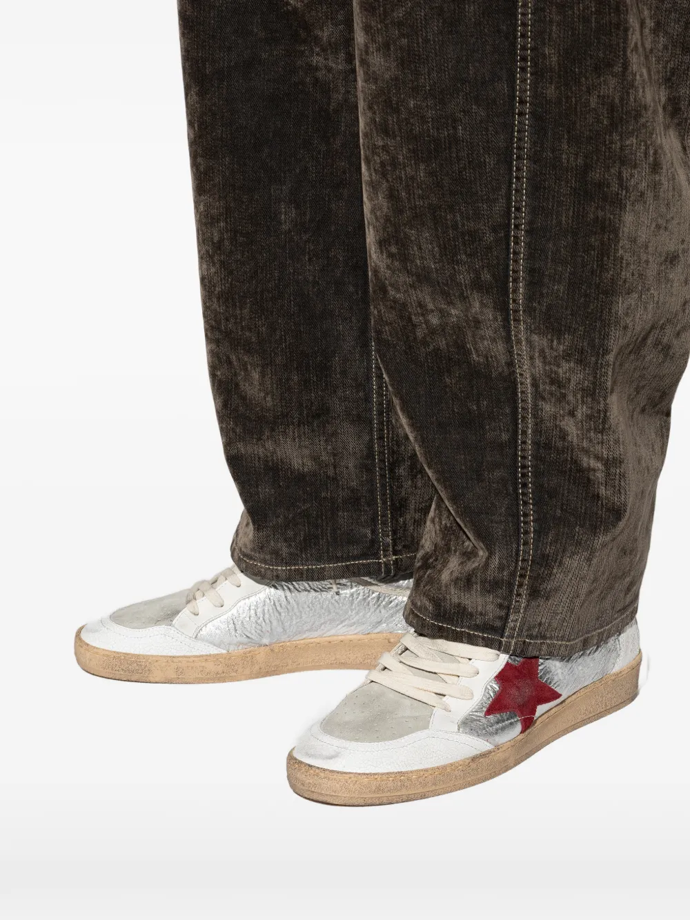 Sneakers Golden Goose Ball Star argintiu - imagine 5