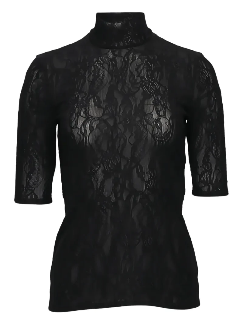 Top Stella McCartney turtleneck lace negru