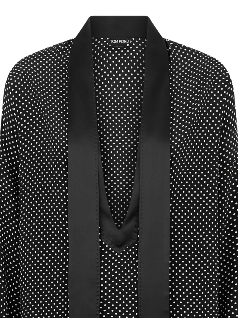 Alternative view of Bluza Lavalliere Polka Dot Tuxedo negru