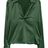 Top TOM FORD Logo-Embroidered Satin verde