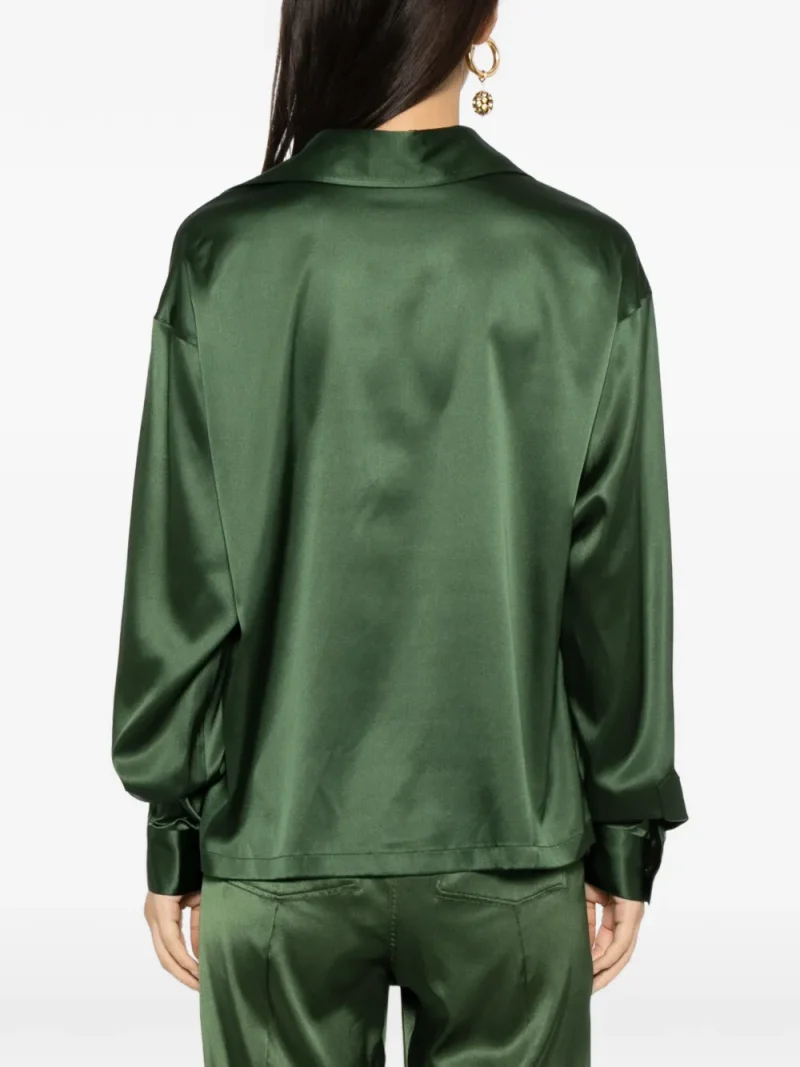 Alternative view of Top TOM FORD Logo-Embroidered Satin verde