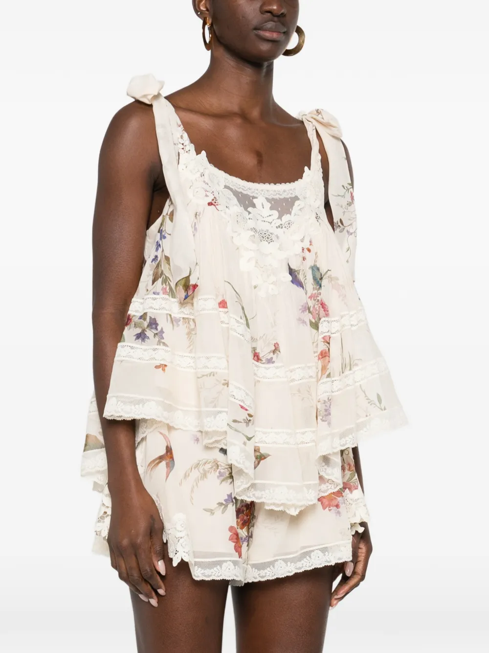 Top ZIMMERMANN Patience Floral Lace beige - imagine 3