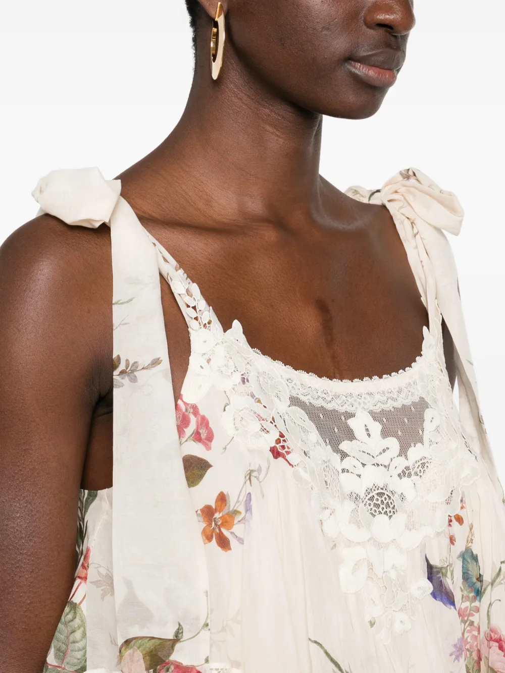 Top ZIMMERMANN Patience Floral Lace beige - imagine 5