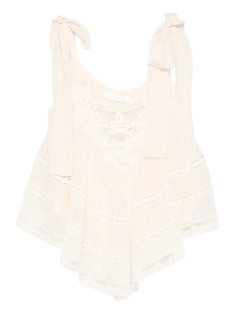 Top ZIMMERMANN Tie-Shoulder Lace ecru
