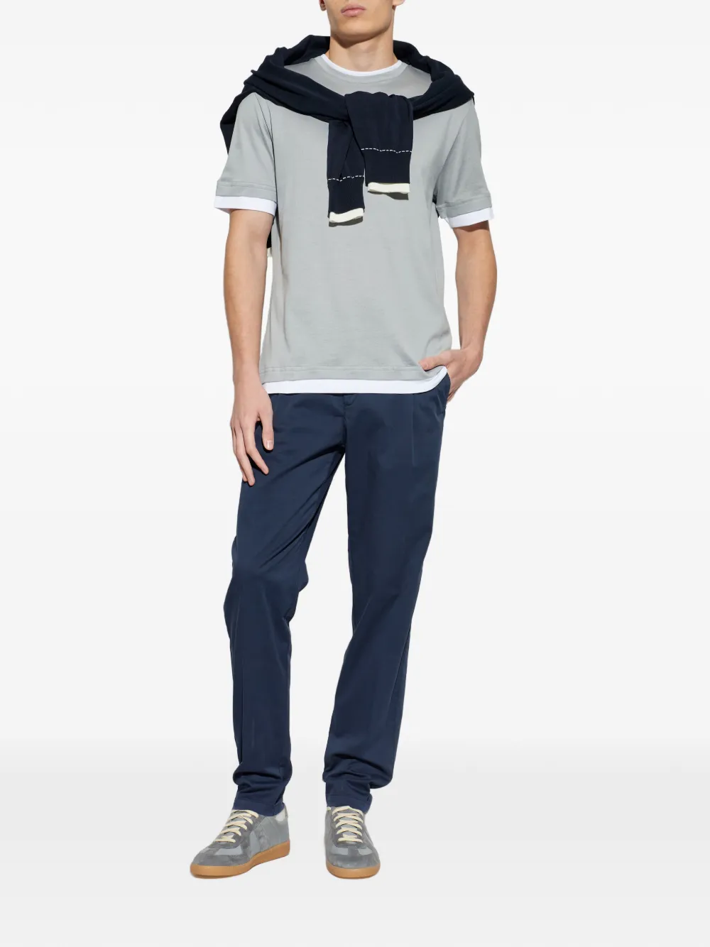 Tricou Eleventy Layer verde - imagine 3