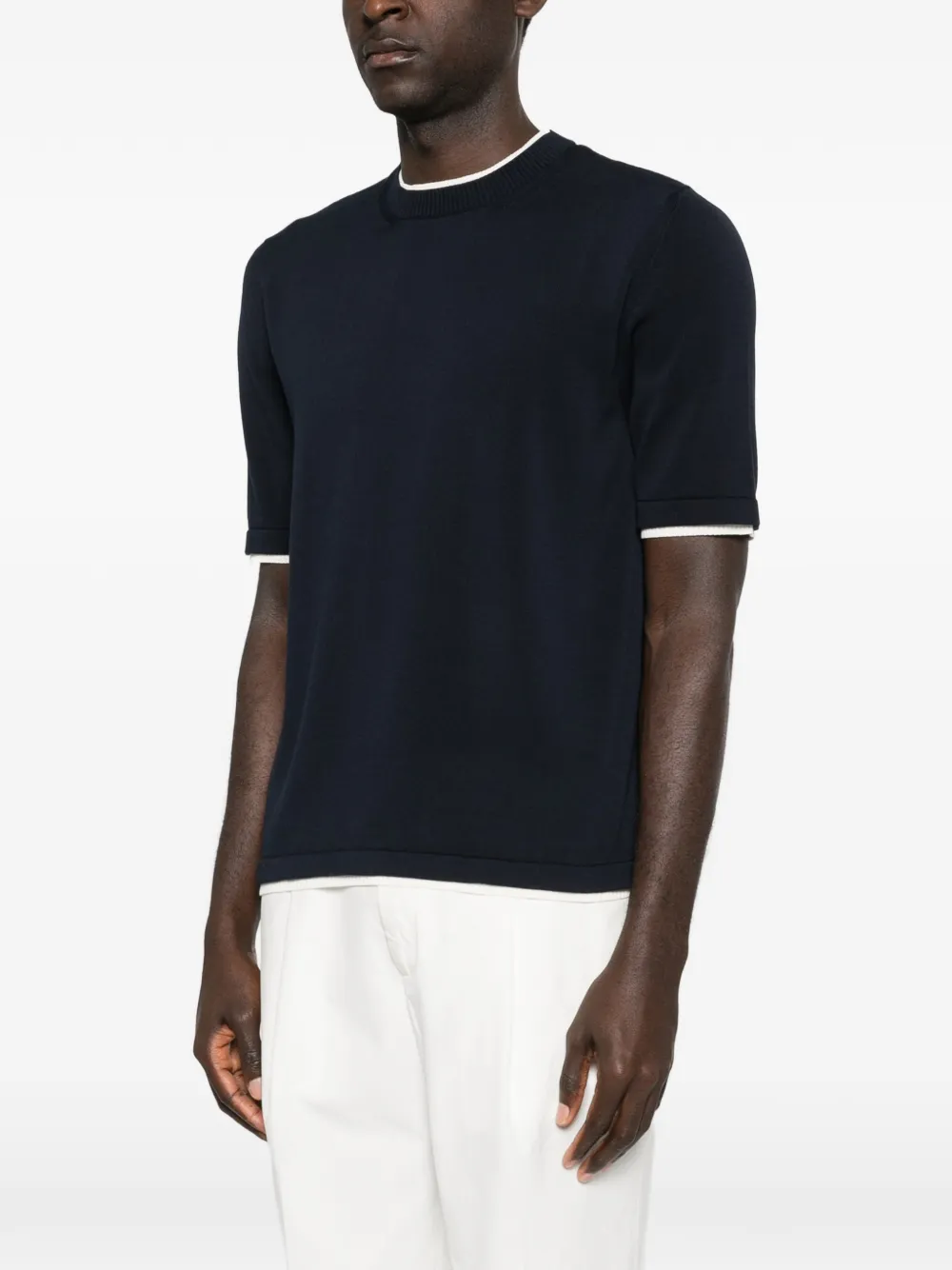 Tricou Eleventy Round-Neck bleumarin - imagine 3