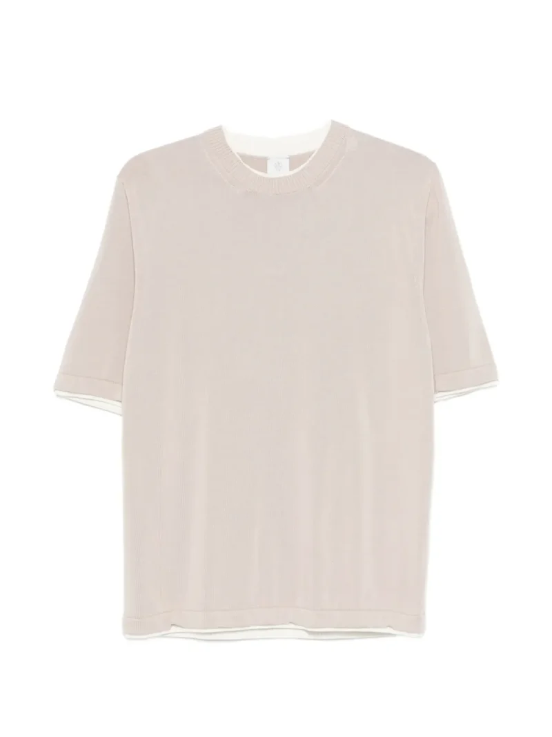 Tricou Eleventy Round Neck Trim bej