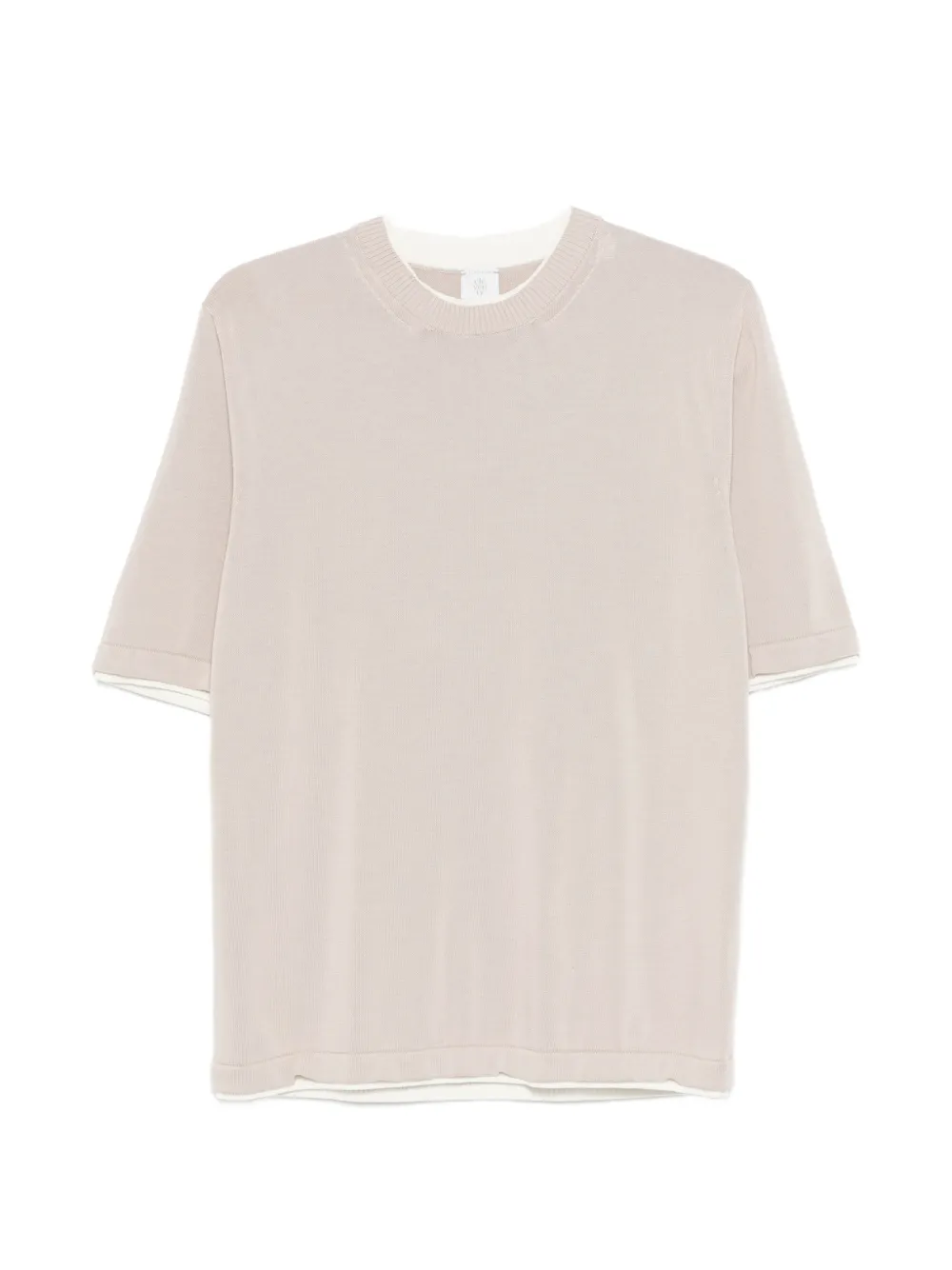 Tricou Eleventy Round Neck Trim bej