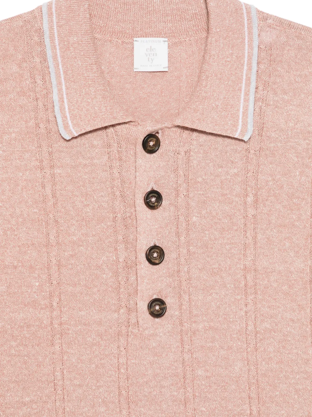 Tricou polo Eleventy Buttoned Knitted roz - imagine 3