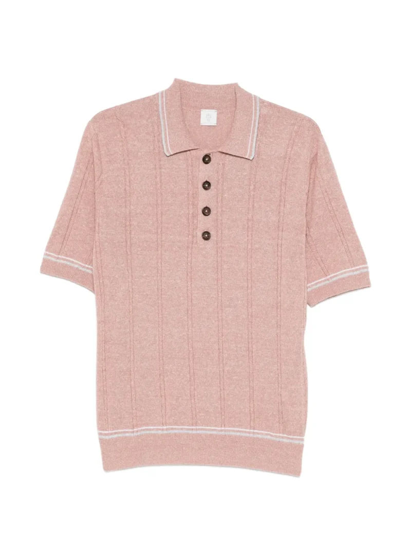 Tricou polo Eleventy Buttoned Knitted roz