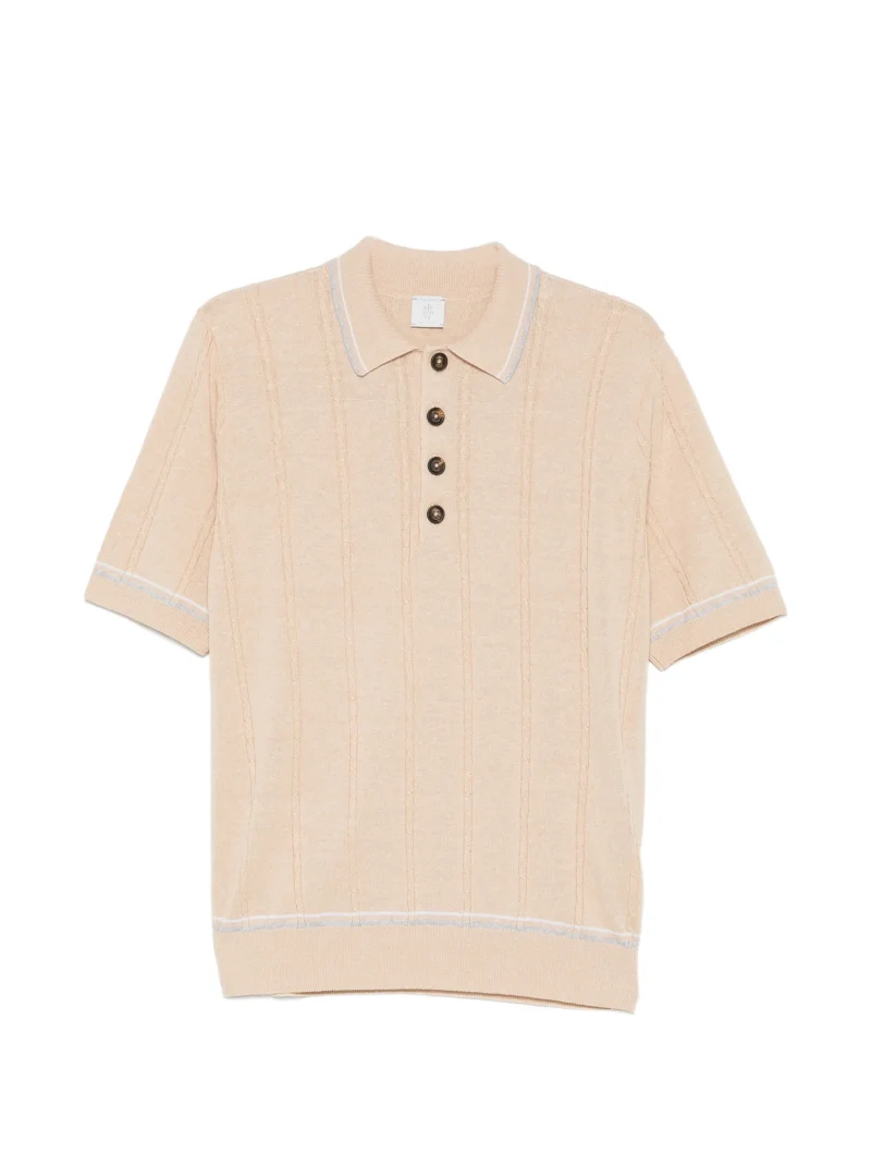Tricou polo Eleventy Ribbed-Trim bej