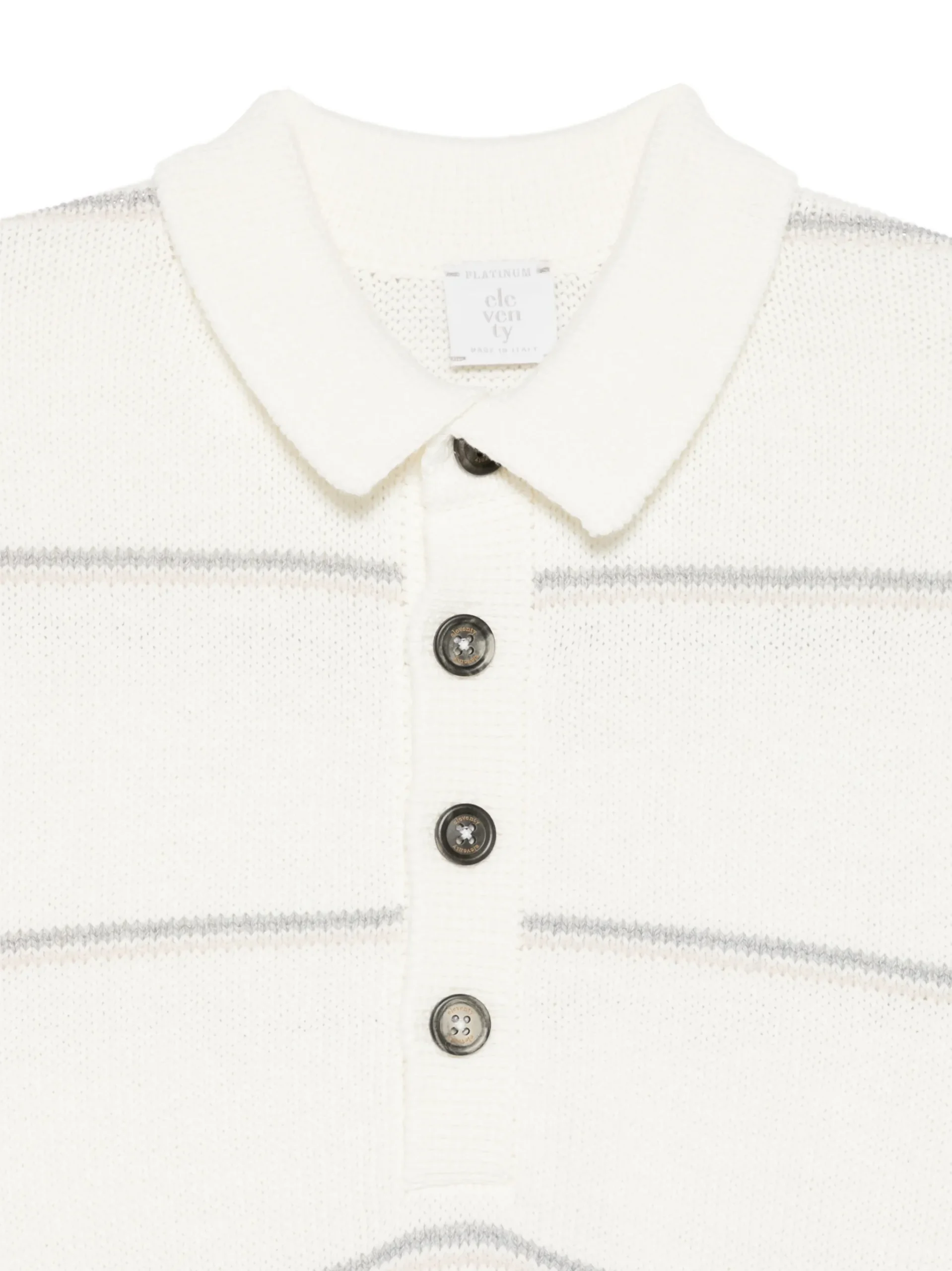 Tricou polo Eleventy Striped alb - imagine 3