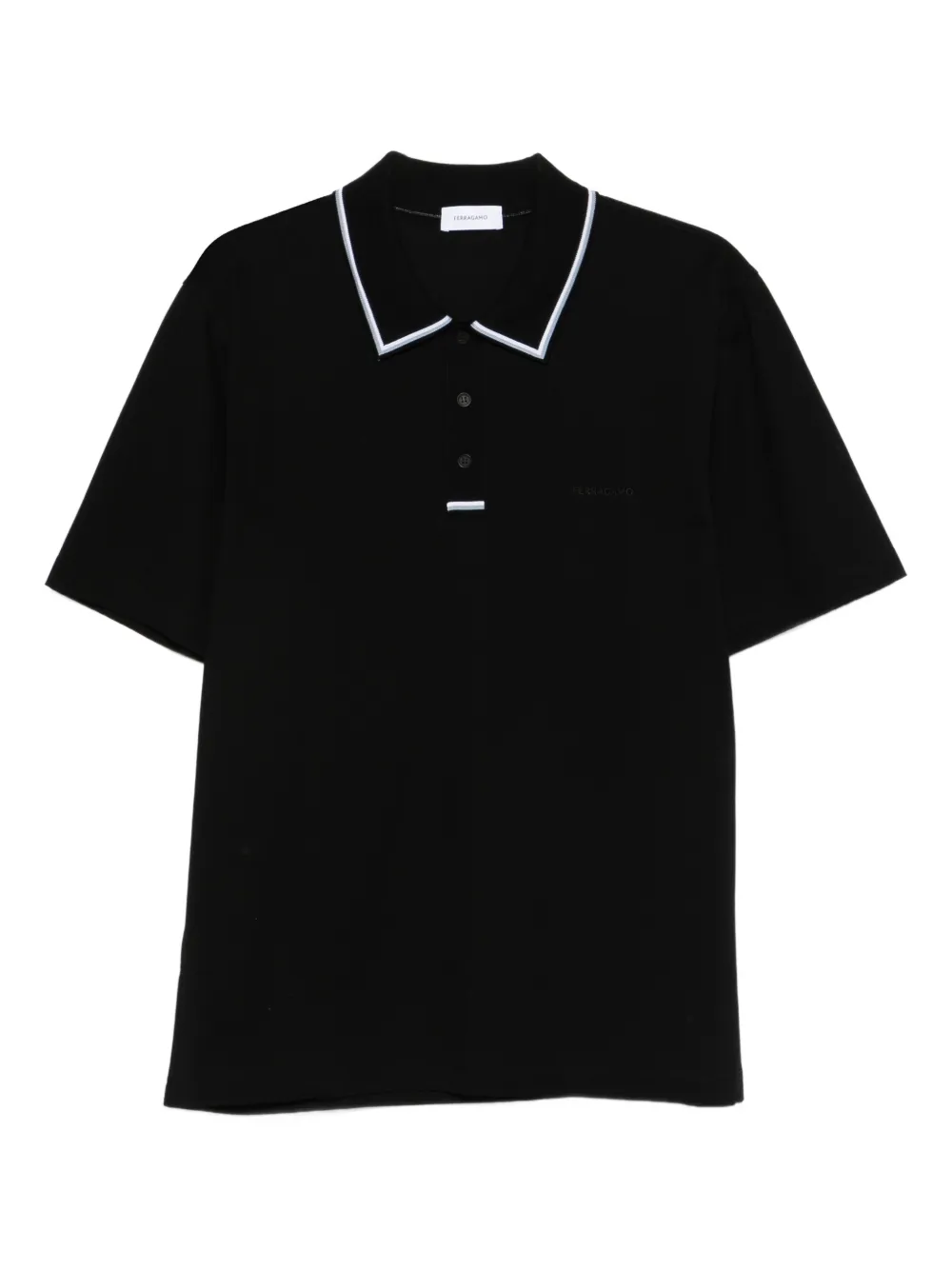 Tricou polo Ferragamo Stripe-Detail negru