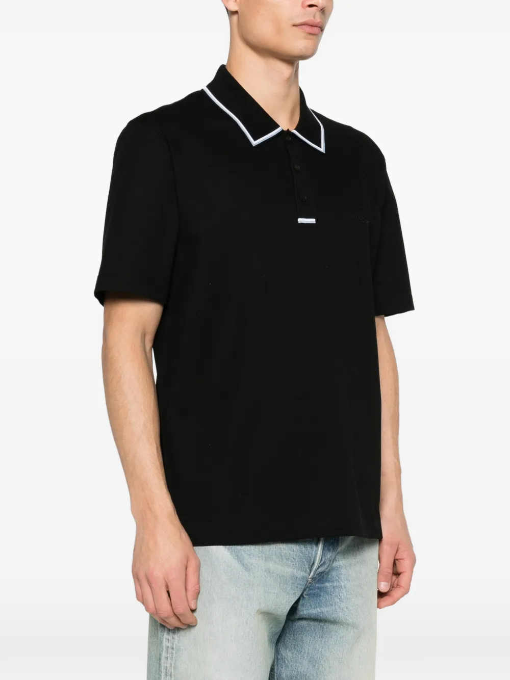 Tricou polo Ferragamo Stripe-Detail negru - imagine 3