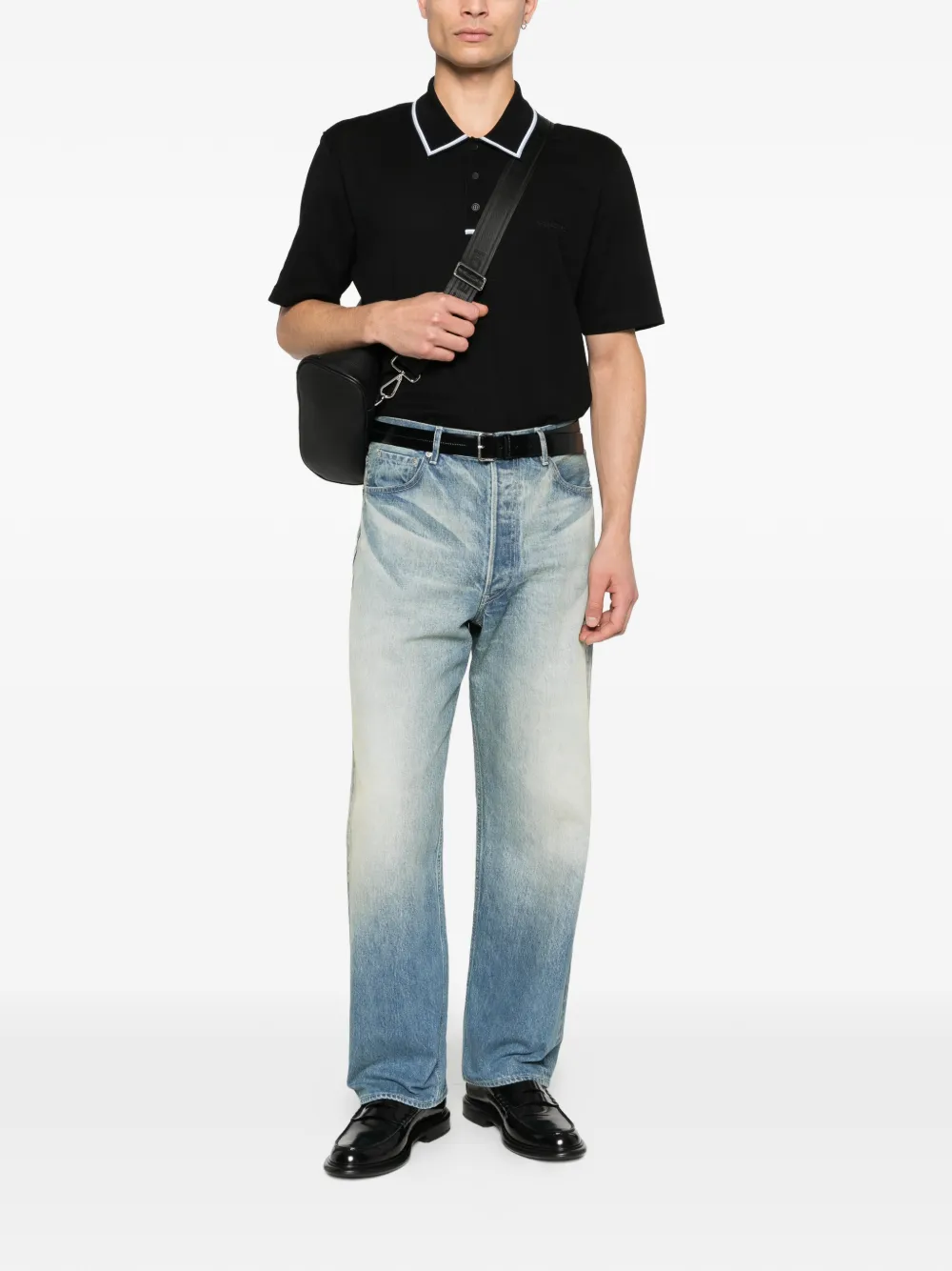 Tricou polo Ferragamo Stripe-Detail negru - imagine 4