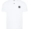 Tricou polo Stone Island Button Patch alb