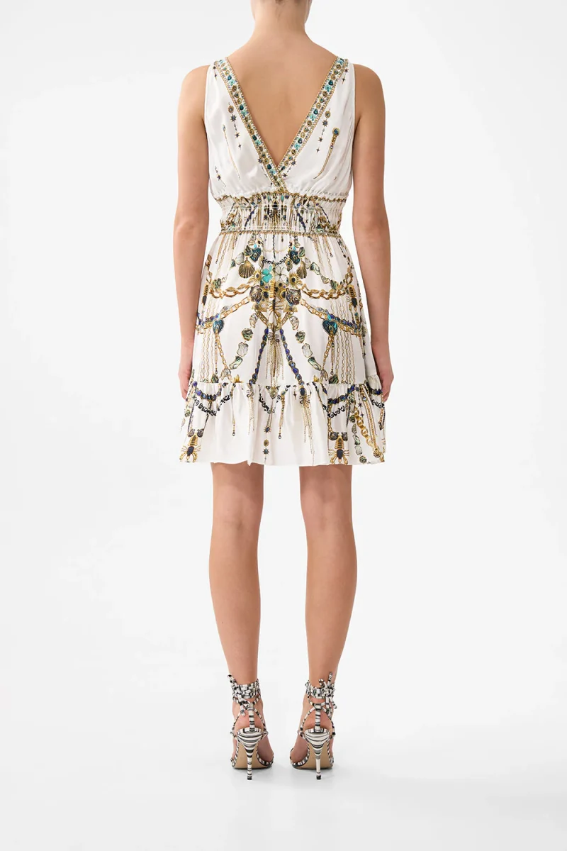 Alternative view of Rochie mini Camilla Crystal Embellishment alb