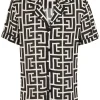 Camasa Balmain monogram-print pyjama alb/negru