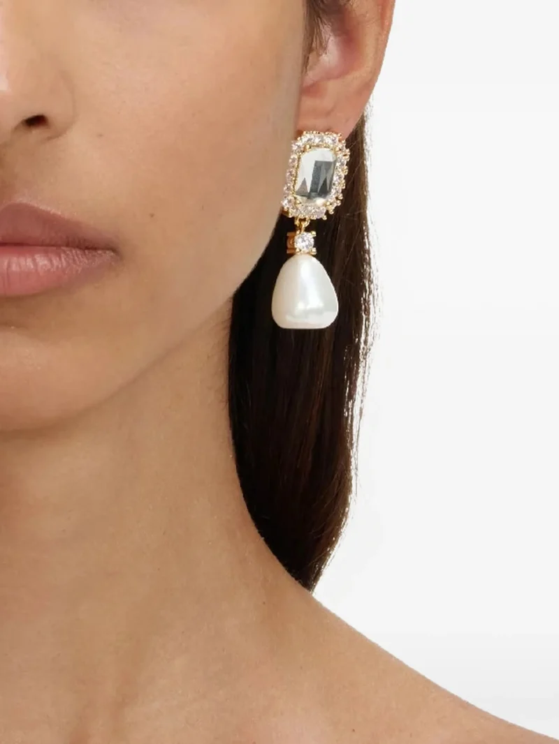 Alternative view of Cercei Self-Portrait crystal pearl drop