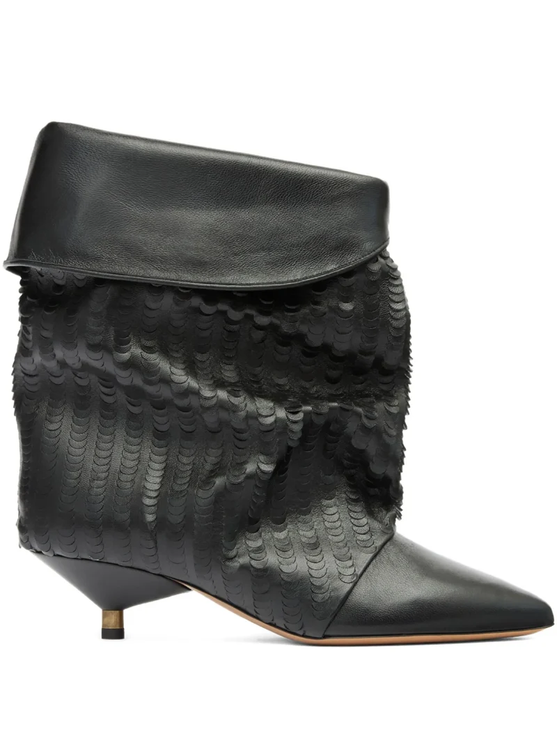 Cizme Isabel Marant 45mm Edrik pointed embossed negru
