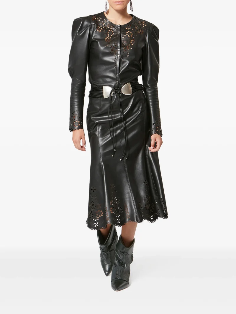Alternative view of Cizme Isabel Marant 45mm Edrik pointed embossed negru
