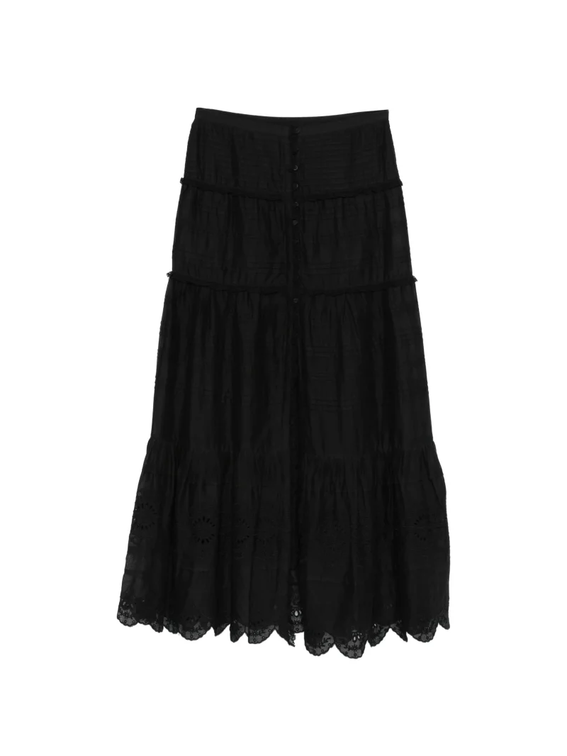 Fusta Marant Etoile Paoline tiered-design lace negru