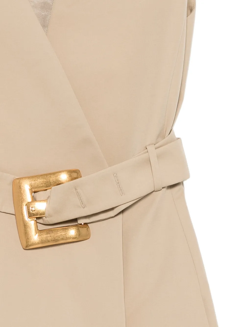 Rochie mini Balmain Belted Gabardine bej - imagine 7