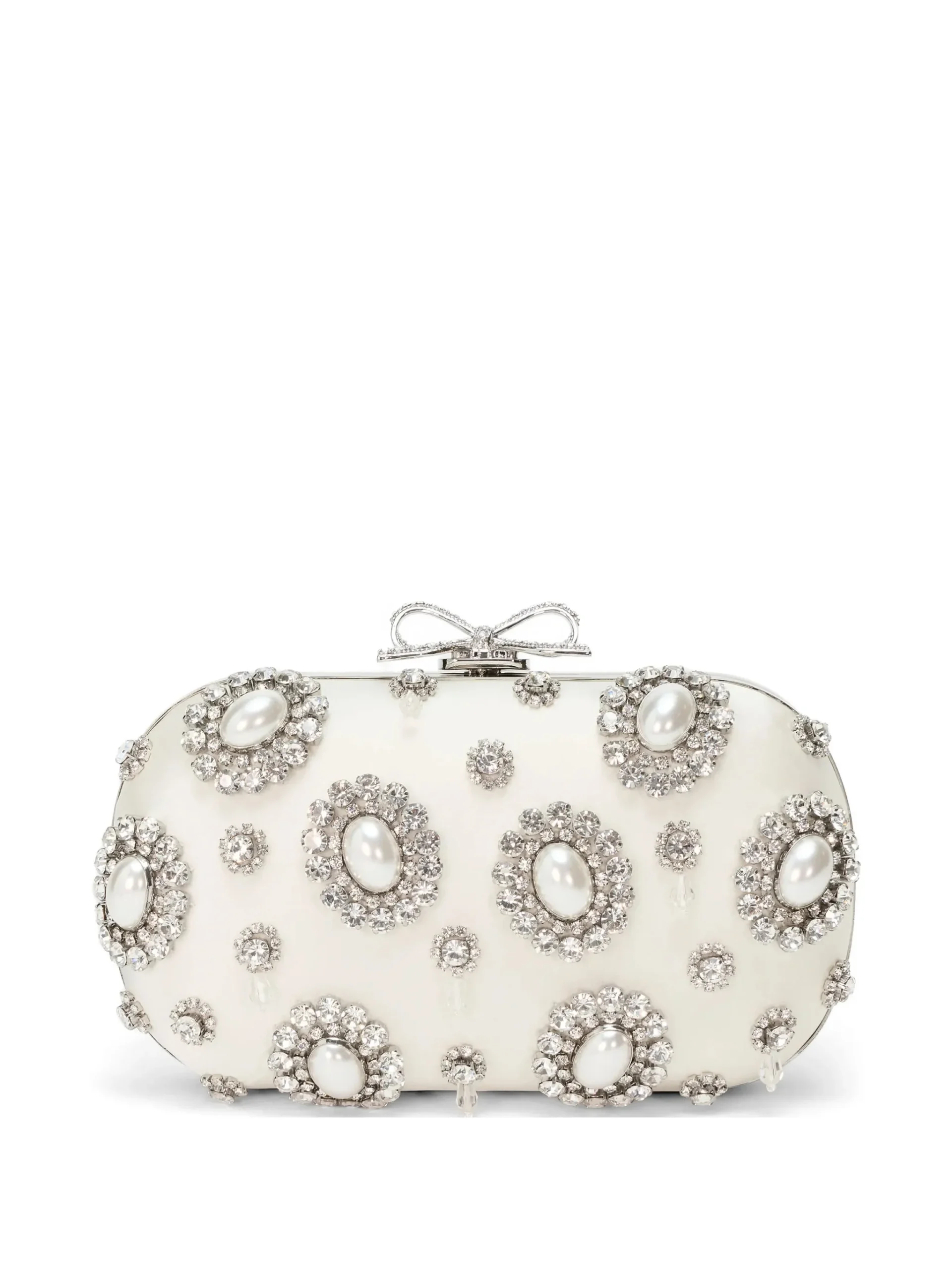 Geanta Self-Portrait embellished clutch crem