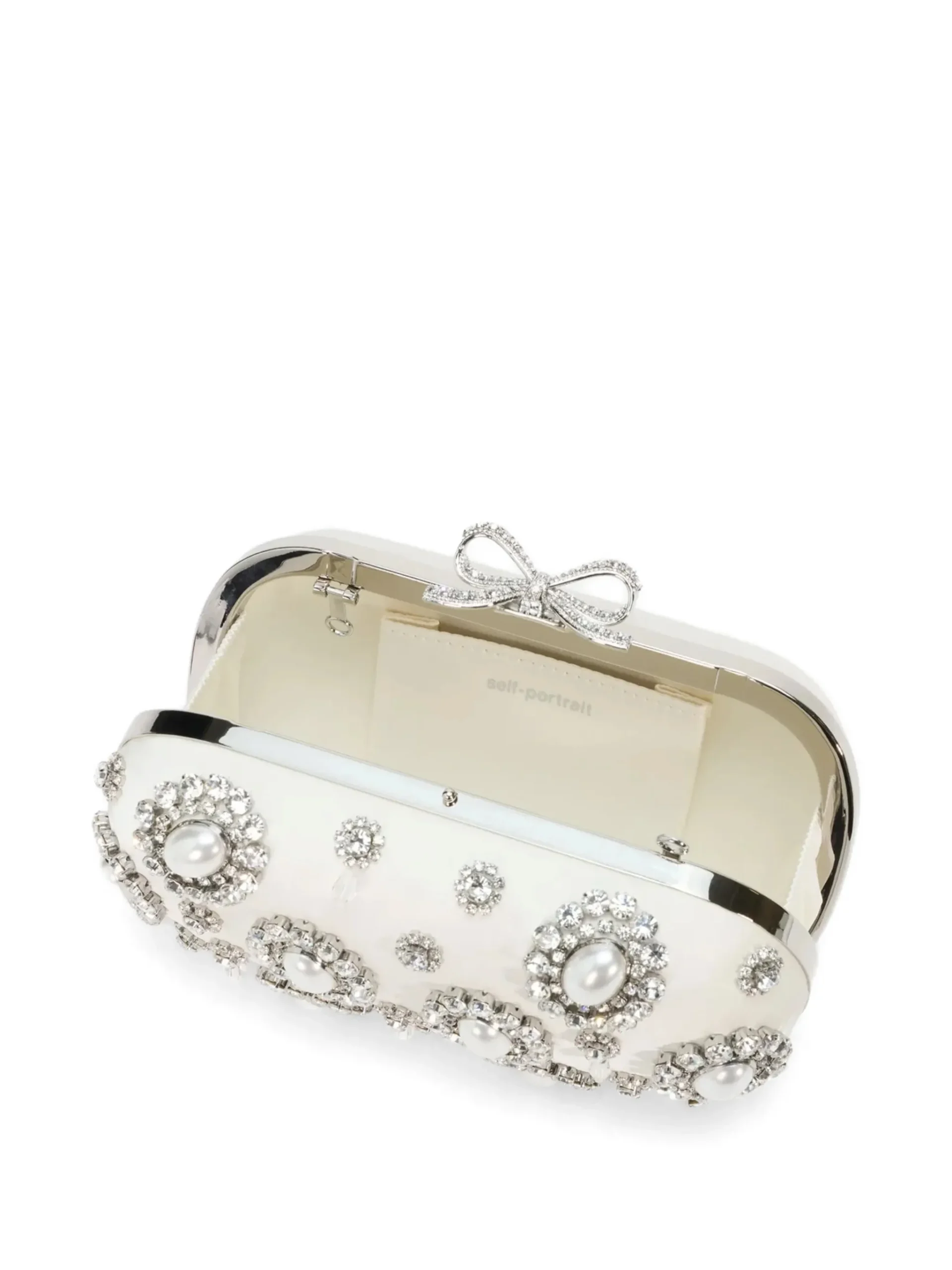 Geanta Self-Portrait embellished clutch crem - imagine 3