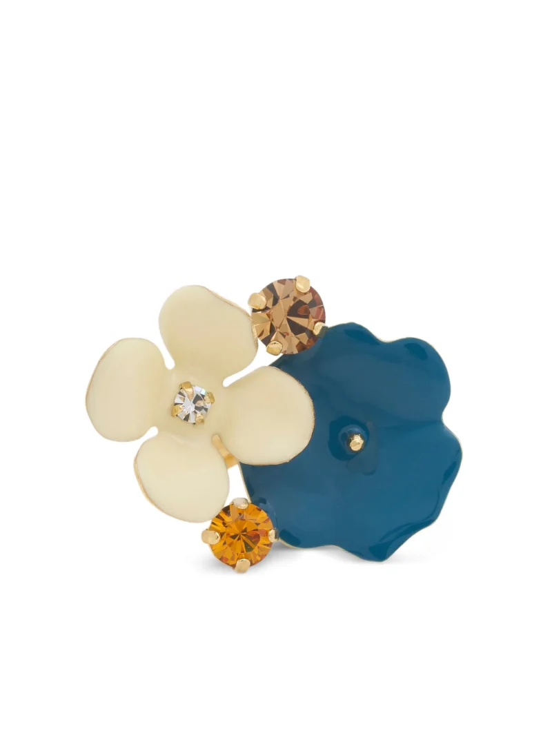 Inel Marni Enamelled flower rhinestone albastru