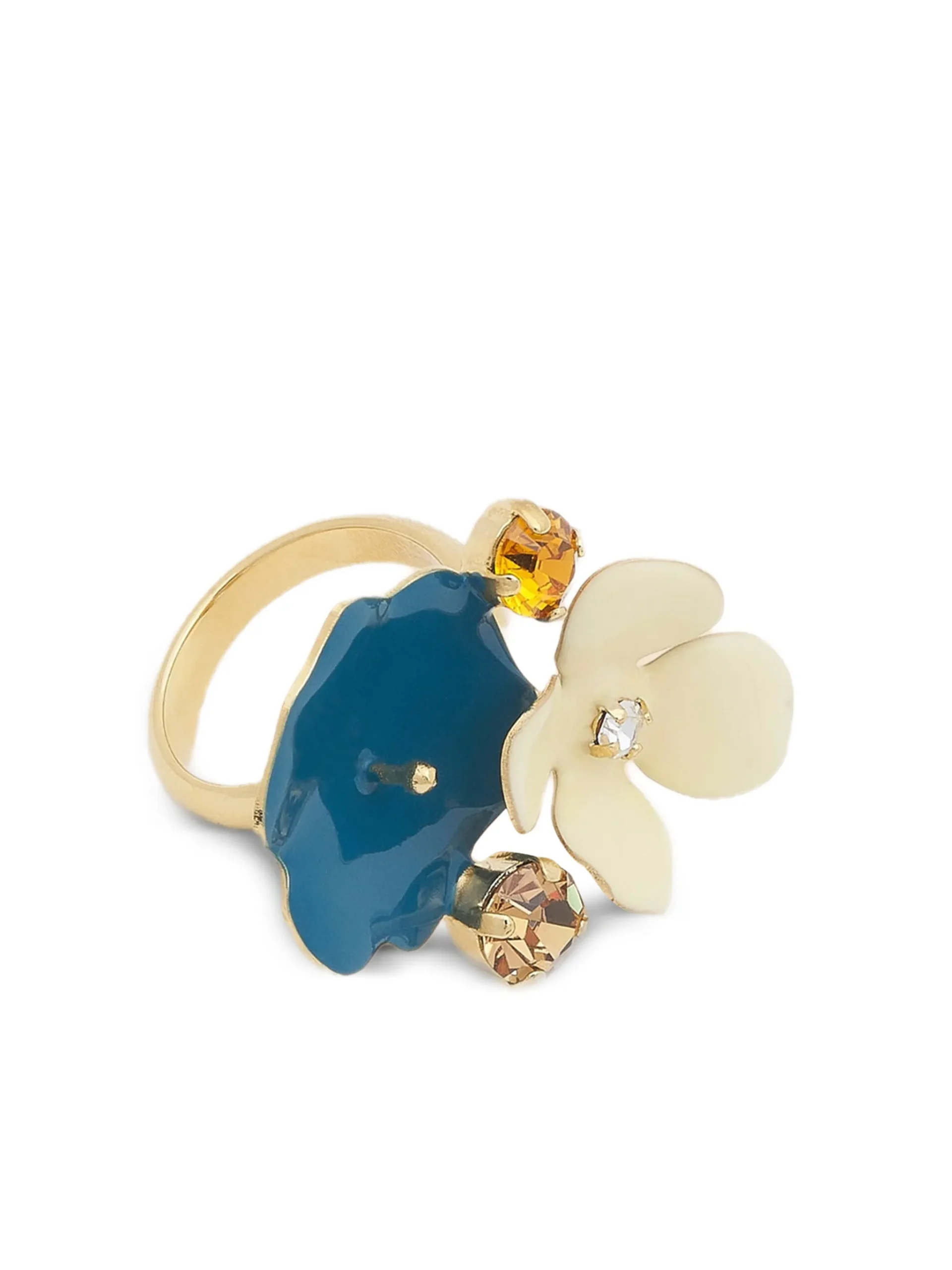 Inel Marni Enamelled flower rhinestone albastru - imagine 3