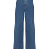Jeans Balmain wide-leg cotton albastru