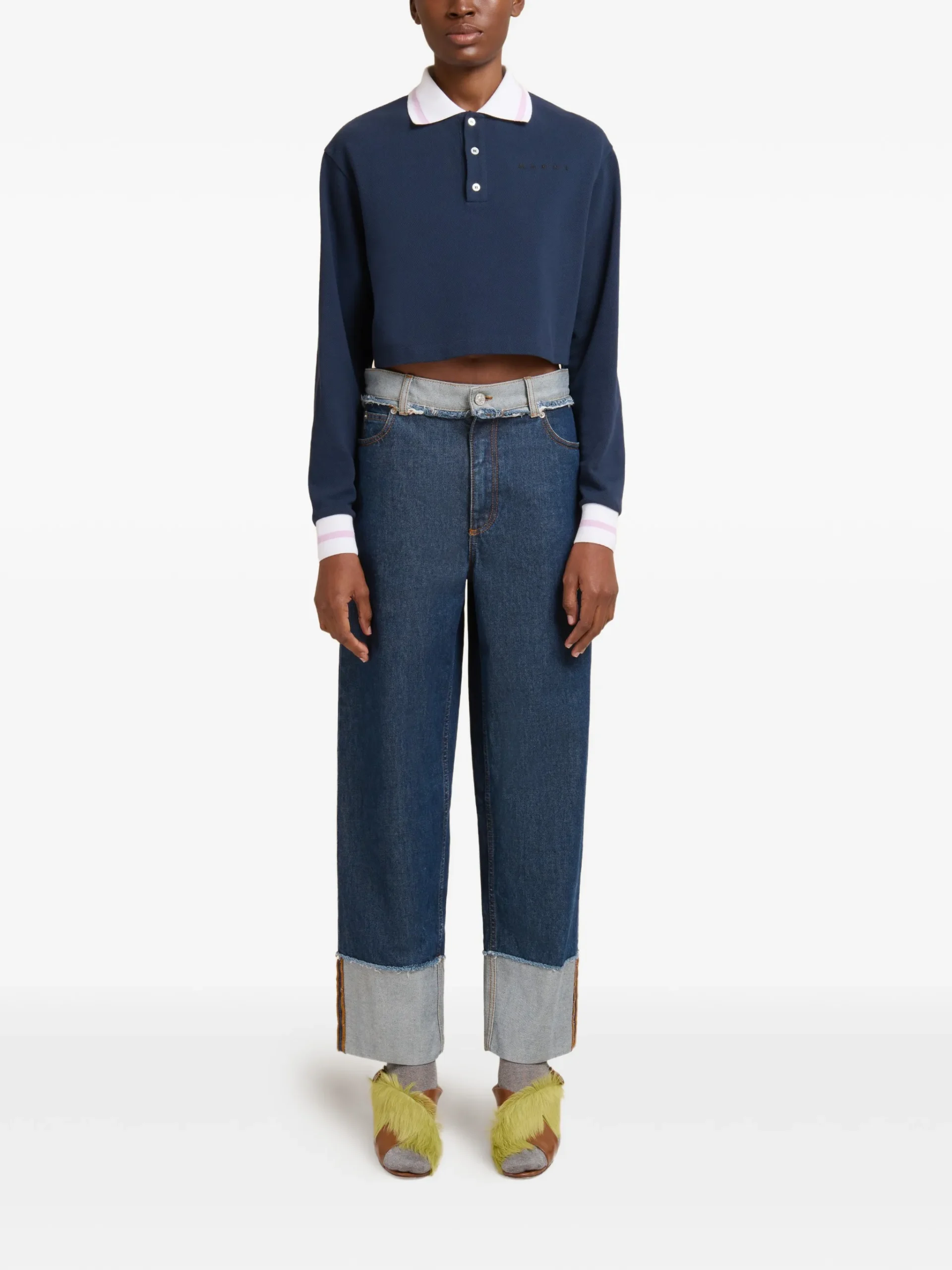Jeans Marni turn-up cuffed albastru - imagine 2