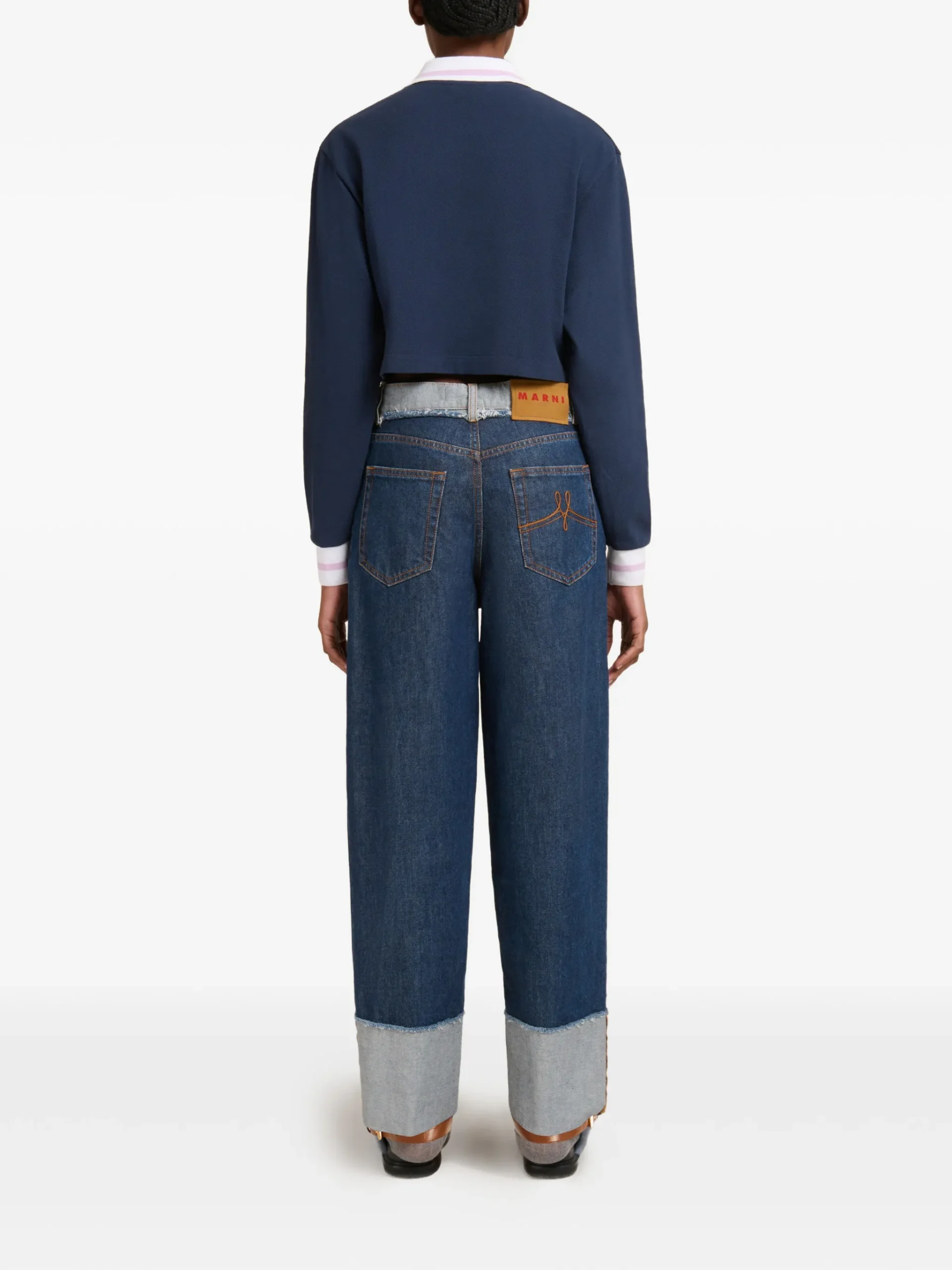 Jeans Marni turn-up cuffed albastru - imagine 4